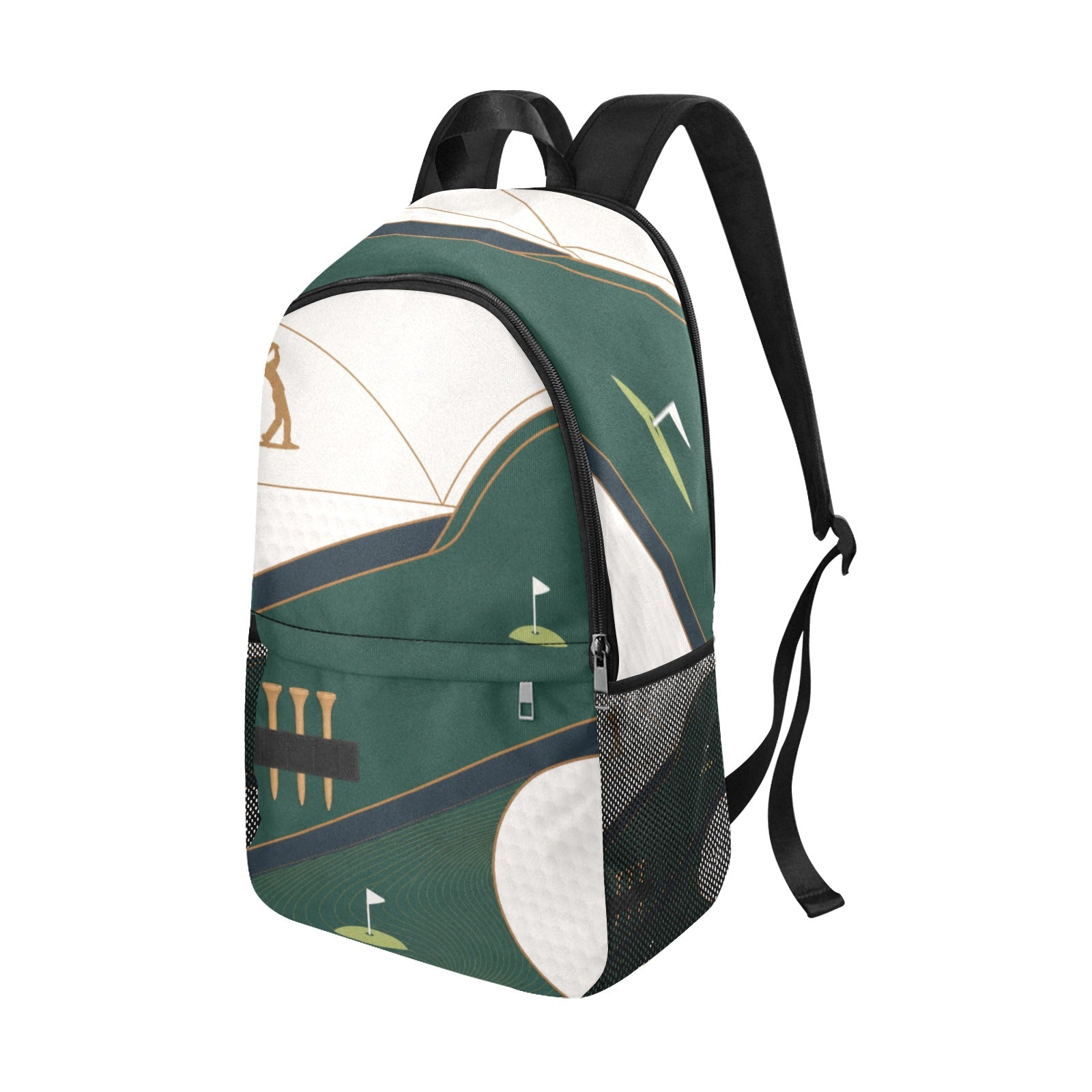 A Rich and Rich Men's Green Designer Golf Backpack Fabric Backpack with Side Mesh Pockets (Model 1659) - Rich and Rich Homeopportunities