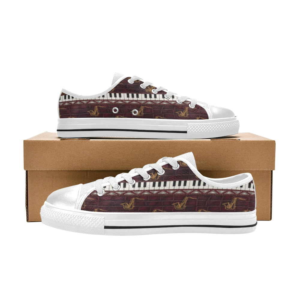 Rich and Rich Men’s Burgundy Piano/Saxophone Low-Top Sneakers