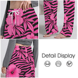 Hot Pink Hibiscus with Zebra Accents Women's T-Shirt and Hot Pink Zebra Hibiscus Print Women's Drawstring Lounge Pants