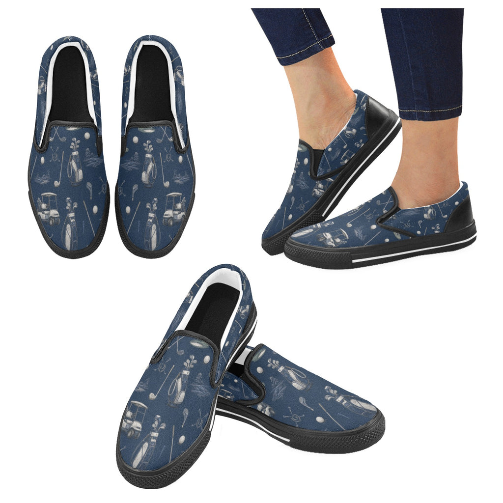 Rich and Rich Men’s Golfing Navy Blue Slip-On Canvas Shoes | Comfortable Casual Golf-Inspired Sneakers