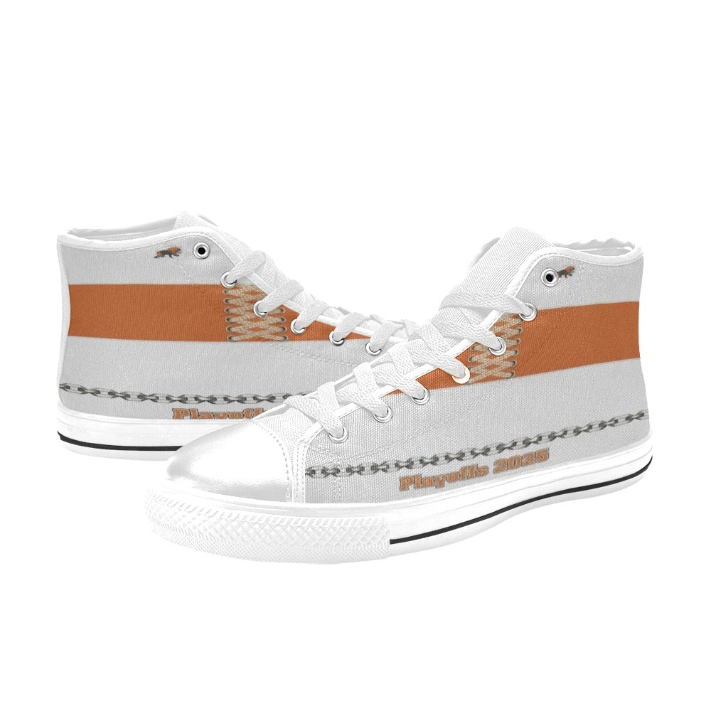 Rich and Rich Playoffs 2025 Men's Orange Hip Top Canvas Sneaker side view
