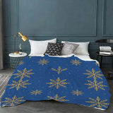 Navy printed blanket with gold Nordic snowflake motifs and plush sherpa backing, oversized 90×108 — additional view 6