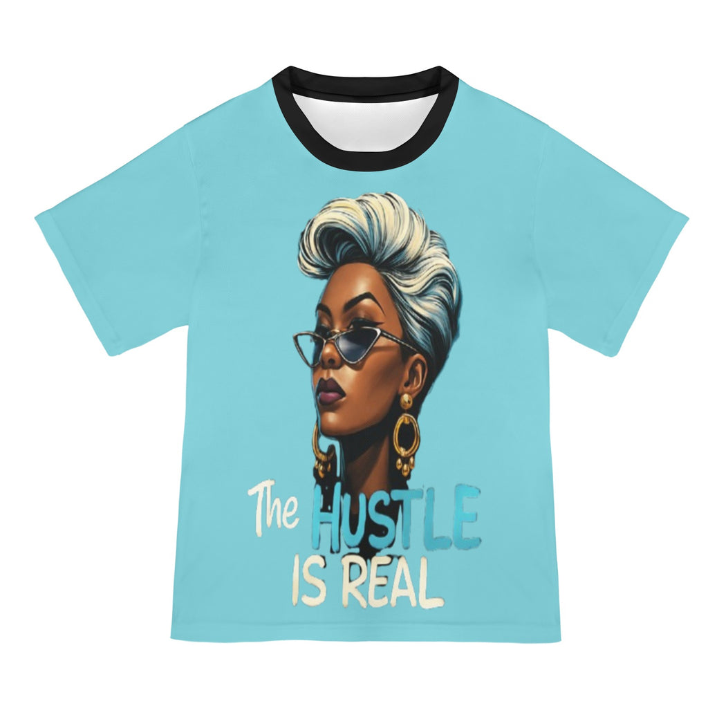 Rich and Rich Women's The Hustle is Real Light Blue T-Shirt front view