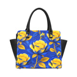 Blue and Golden Rose Women's Bucket Hat  and  Royal Blue Women's Rose Shoulder Handbag