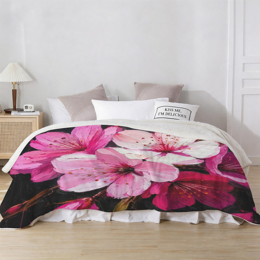 Rich and Rich Japanese Cherry Blossom Sherpa Fleece Blanket 90 x 108 - Rich and Rich Homeopportunities