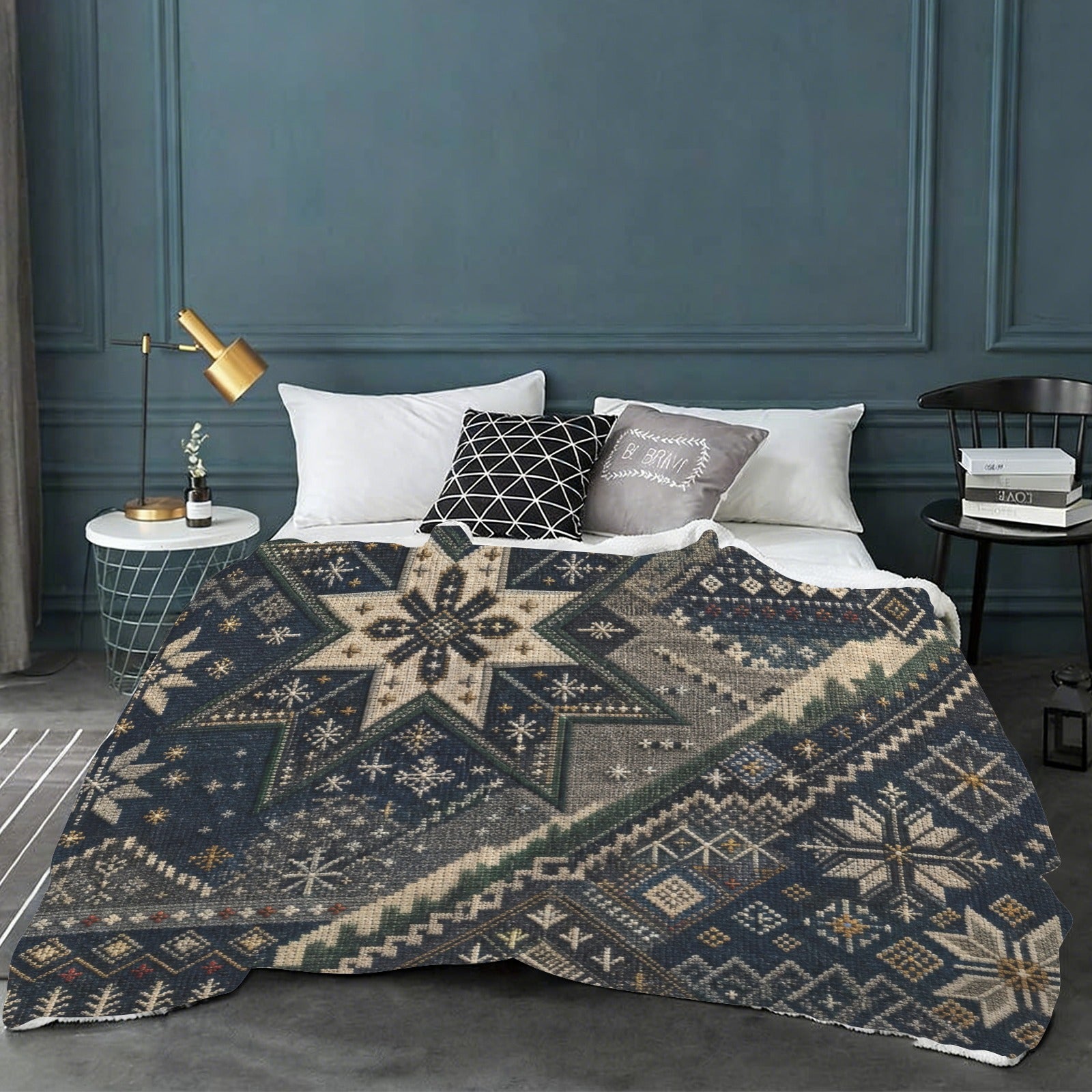 Rich and Rich Nordic Snowflake Sherpa Fleece Blanket 90 x 108 - Rich and Rich Homeopportunities