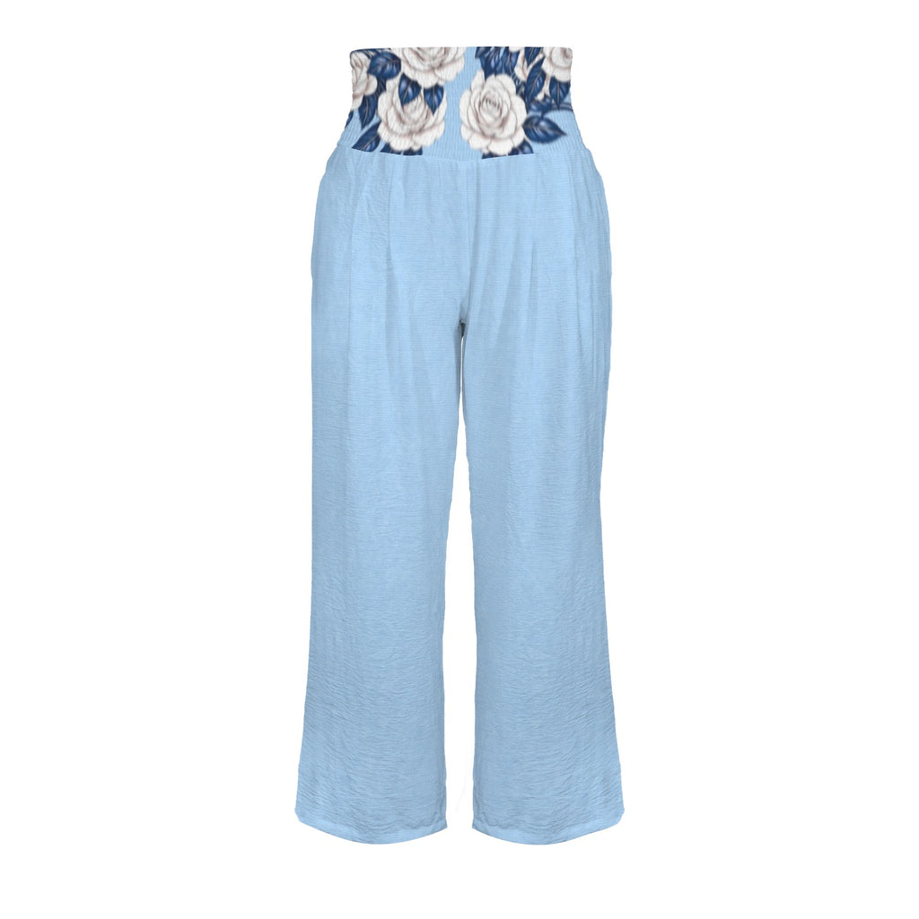 Rich and Rich Blue Pastel Floral Golfing Women’s Pants Set | All-Over Print T-Shirt & Wide Leg Pants Outfit
