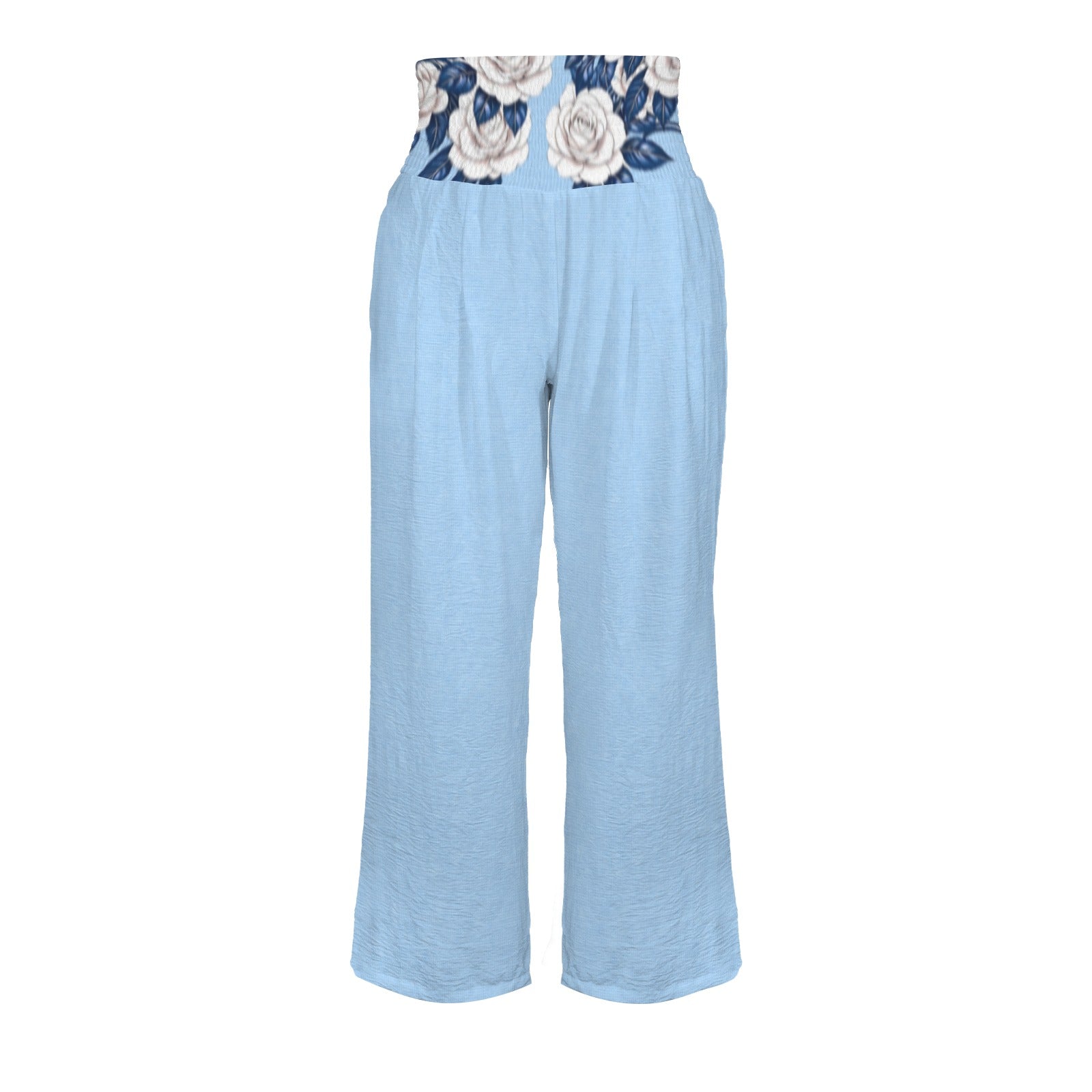 Rich and Rich Blue Pastel Floral Golfing Women’s Pants Set | All-Over Print T-Shirt & Wide Leg Pants Outfit