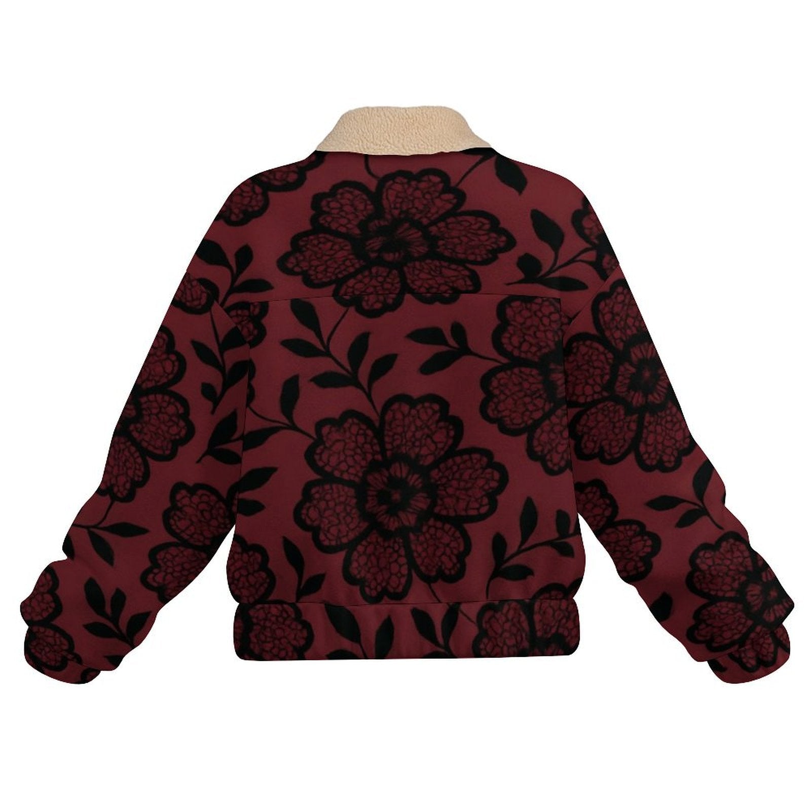 Rich and Rich Burgundy Rose Women's Patch Pocket Fleece Jacket