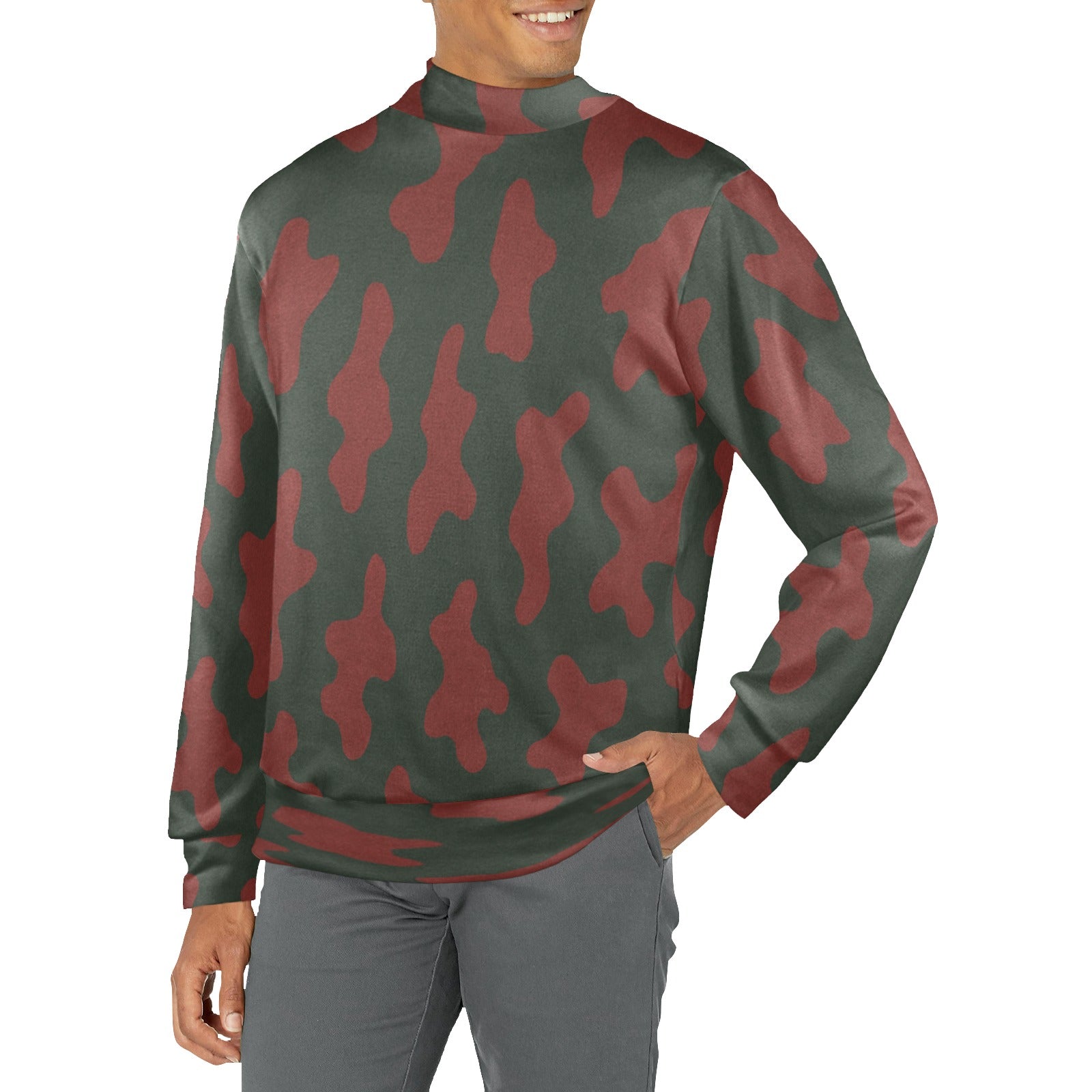 Rich and Rich Red Camo Men's Mock Neck Sweatshirt