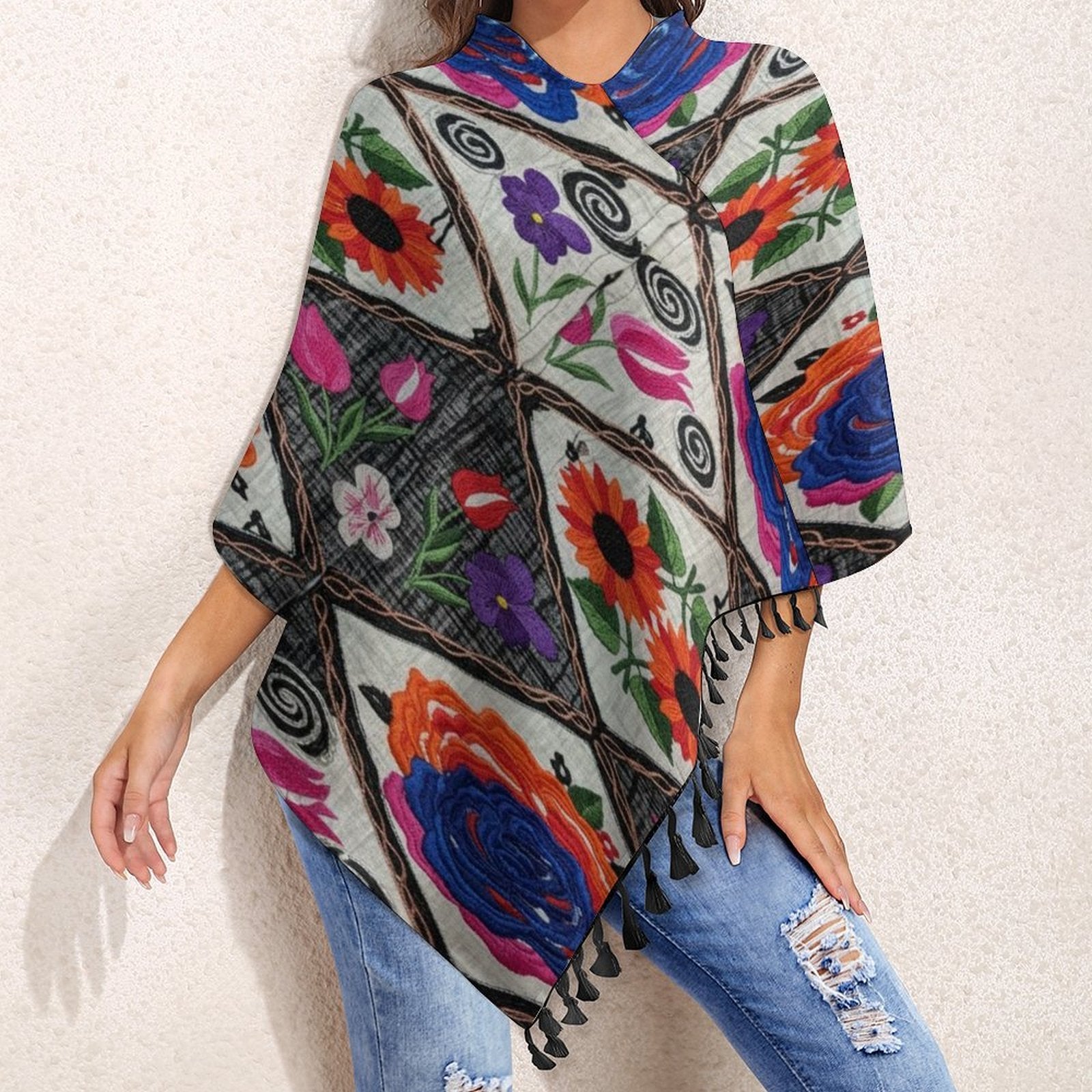 Rich and Rich Floral Tassel Cape