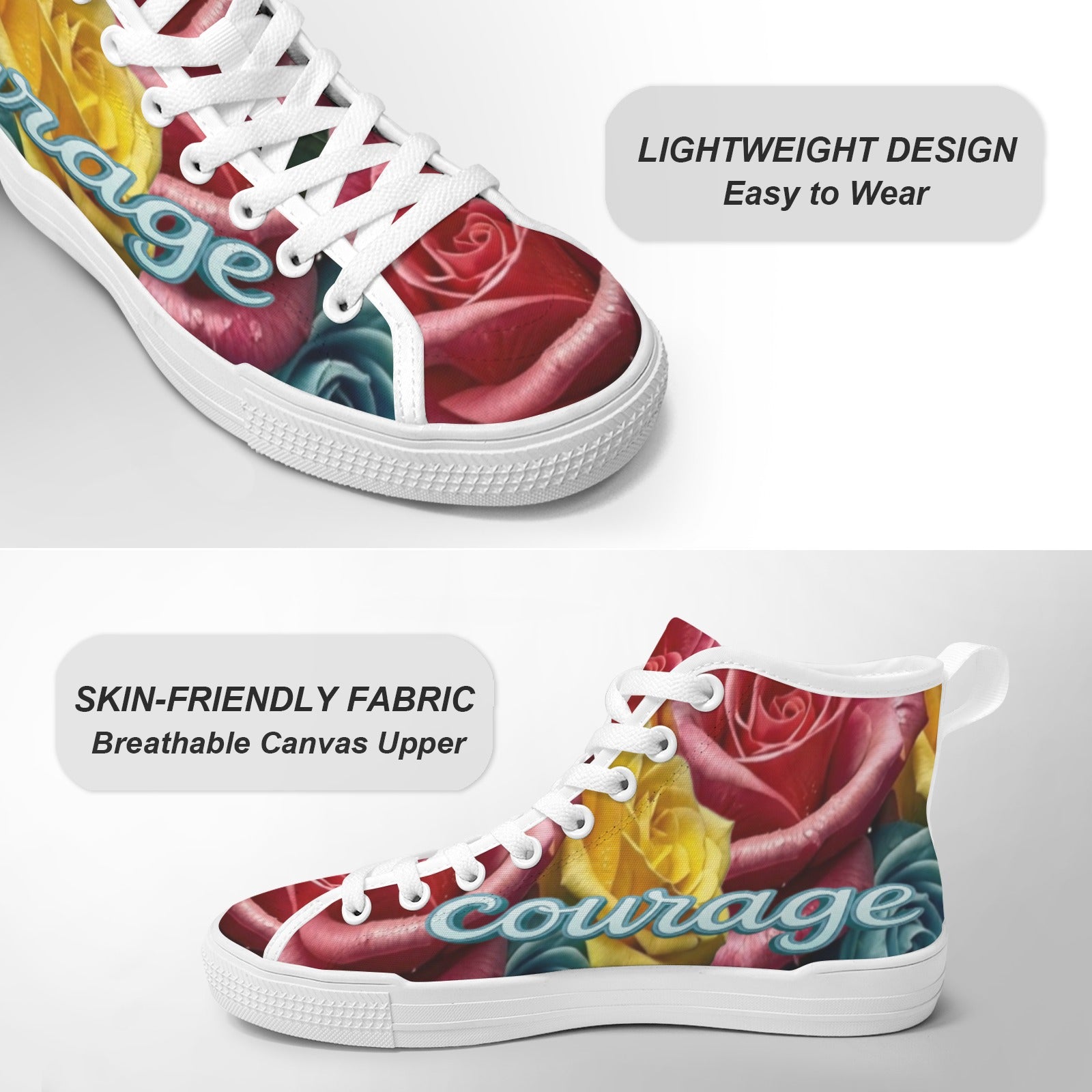 Rich and Rich Women’s Courage Multicolor Floral High Top Sneaker | Custom Canvas Fashion Sneakers