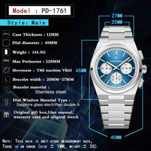 Load image into Gallery viewer, Men&#39;s Blue Chronograph Watch - 100M Waterproof, Sapphire Crystal, Stainless Steel
