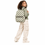 a Aesthetic Preppy Girls Beige Green Checkered Board Large Capacity Backpack