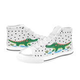 Critter Kicks Boys’ Croc Rock White Canvas High Top Sneakers