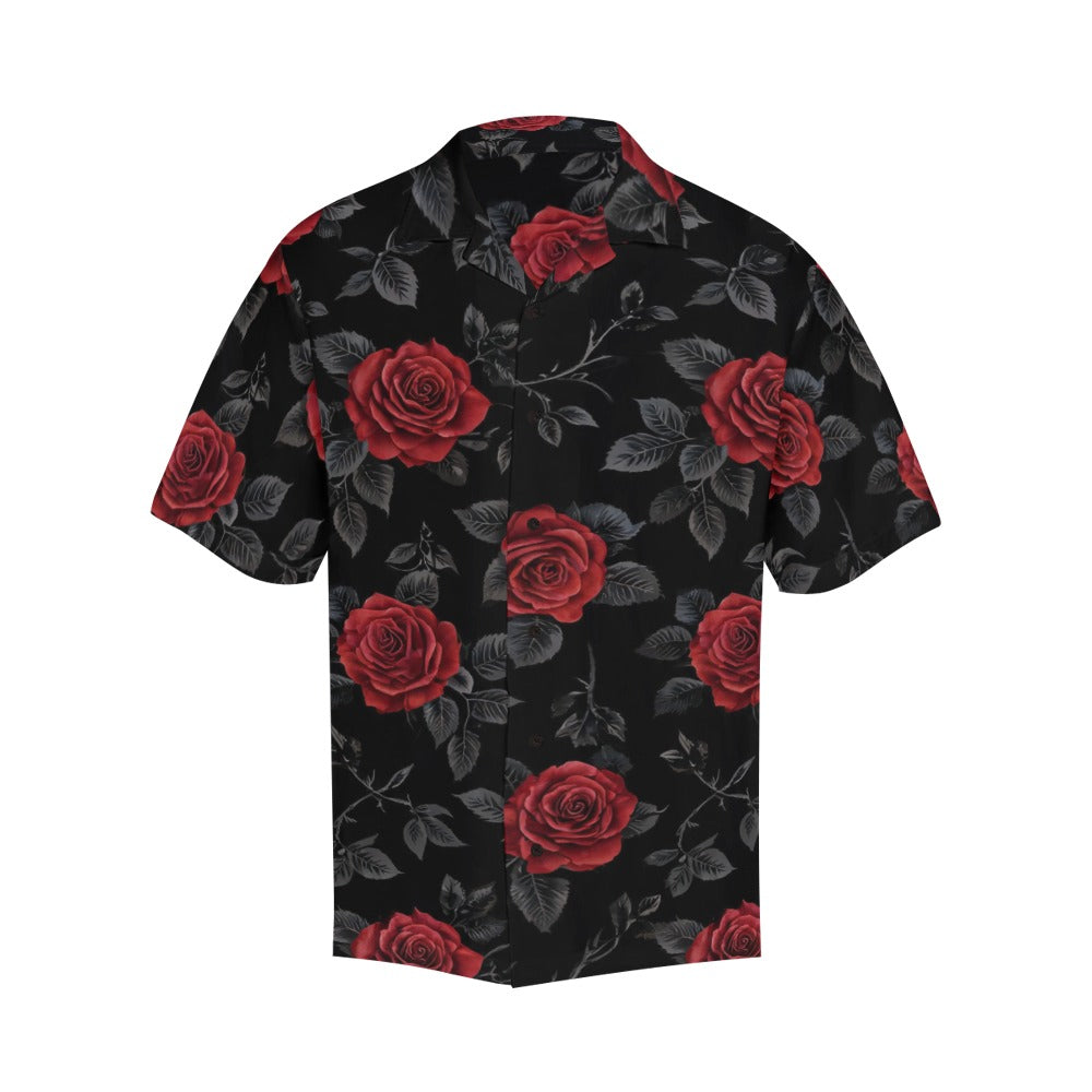 Rich and Rich Men's Black Red Rose Designer Shirt