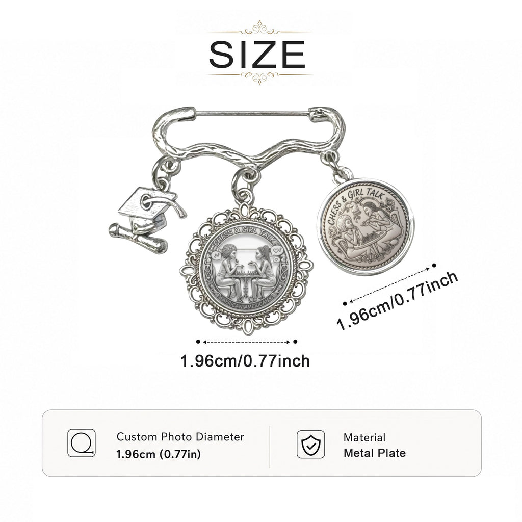 Rich and Rich Women's Chess and Girl Talk Charm Brooch