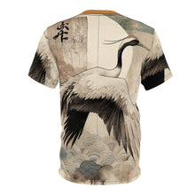 Load image into Gallery viewer, Elegant Crane Print Tee for Nature Lovers, Unique Graphic Shirt, Wildlife Art T-Shirt, Gift for Bird Enthusiasts, Casual Stylish Top
