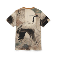 Load image into Gallery viewer, Elegant Crane Print Tee for Nature Lovers, Unique Graphic Shirt, Wildlife Art T-Shirt, Gift for Bird Enthusiasts, Casual Stylish Top
