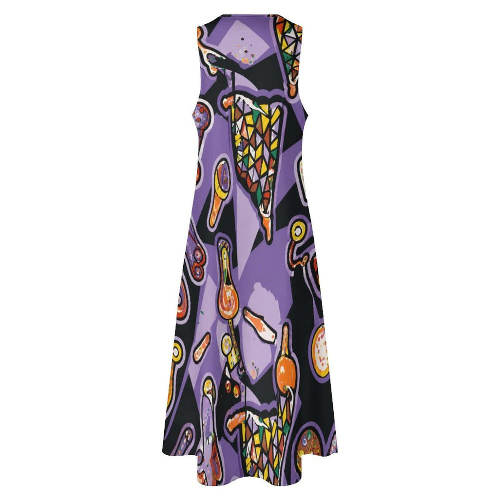 Rich & Rich Purple Mosaic Expression Sleeveless Maxi Dress with Pockets