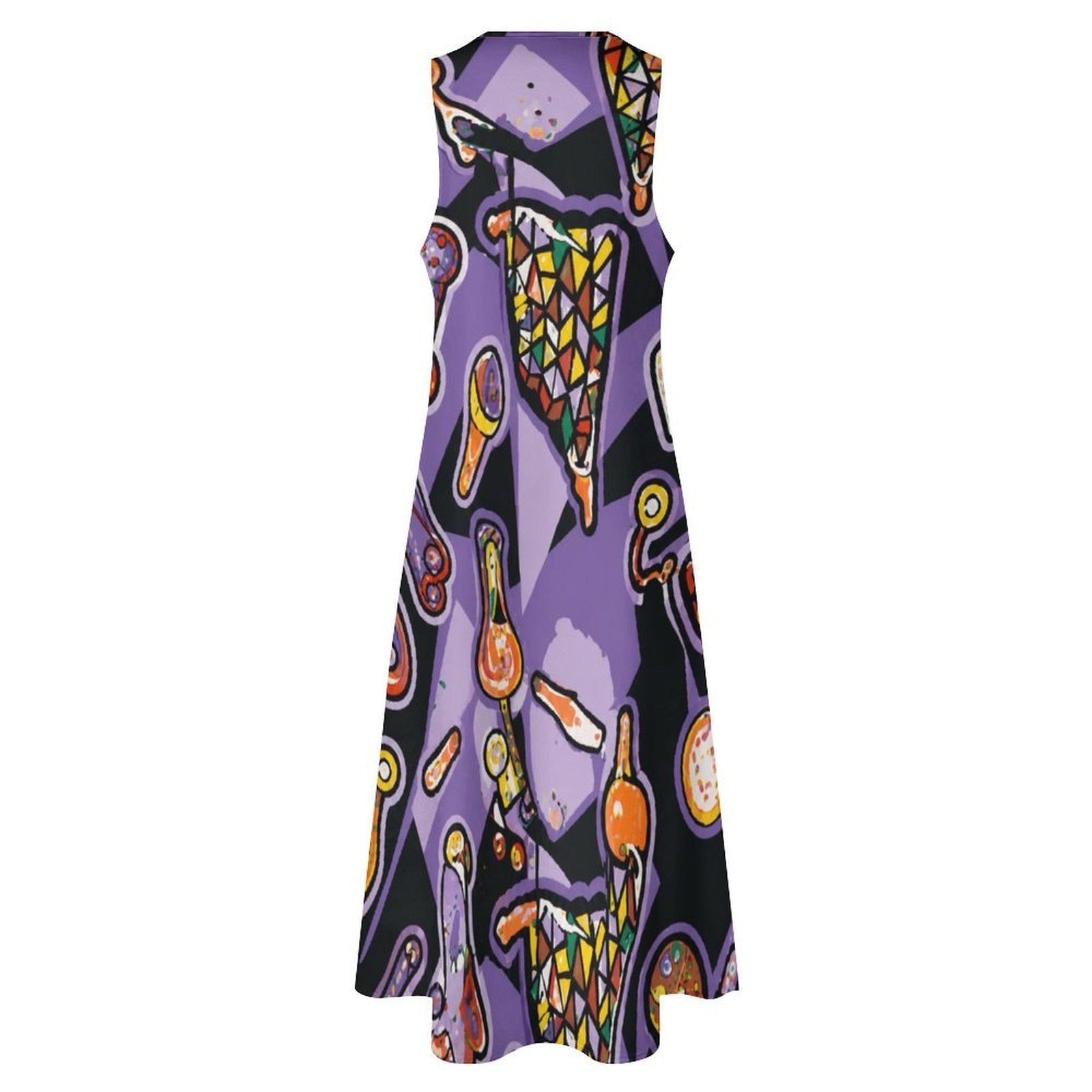 Rich & Rich Purple Mosaic Expression Sleeveless Maxi Dress with Pockets