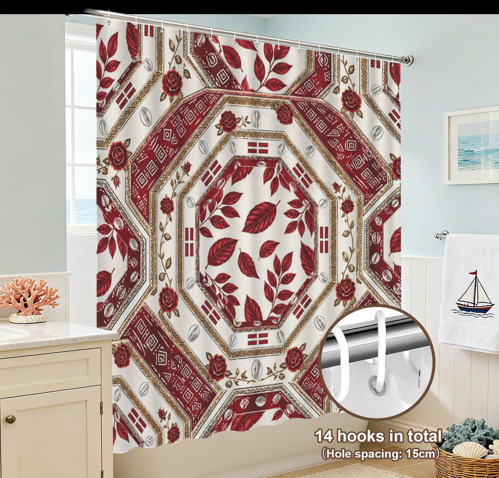 The Tribal Elegance Harmony Series – Crimson Oasis Shower Curtain Shower Curtain 84x70.9inch - Rich and Rich Homeopportunities