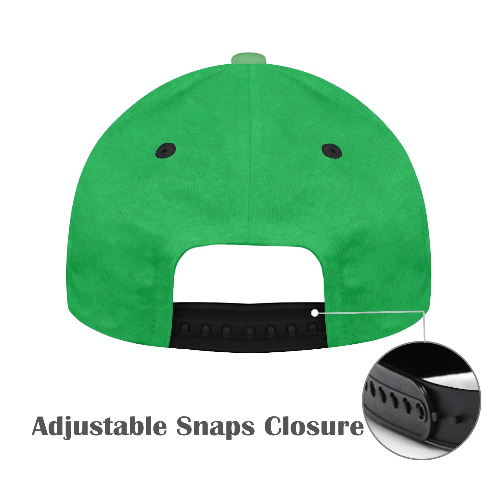 Green five‑panel snapback hat with flat brim and all‑over golf‑inspired print, adjustable closure — additional view 19