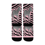 Critter Kicks Zebra Zest Girls Pink Socks