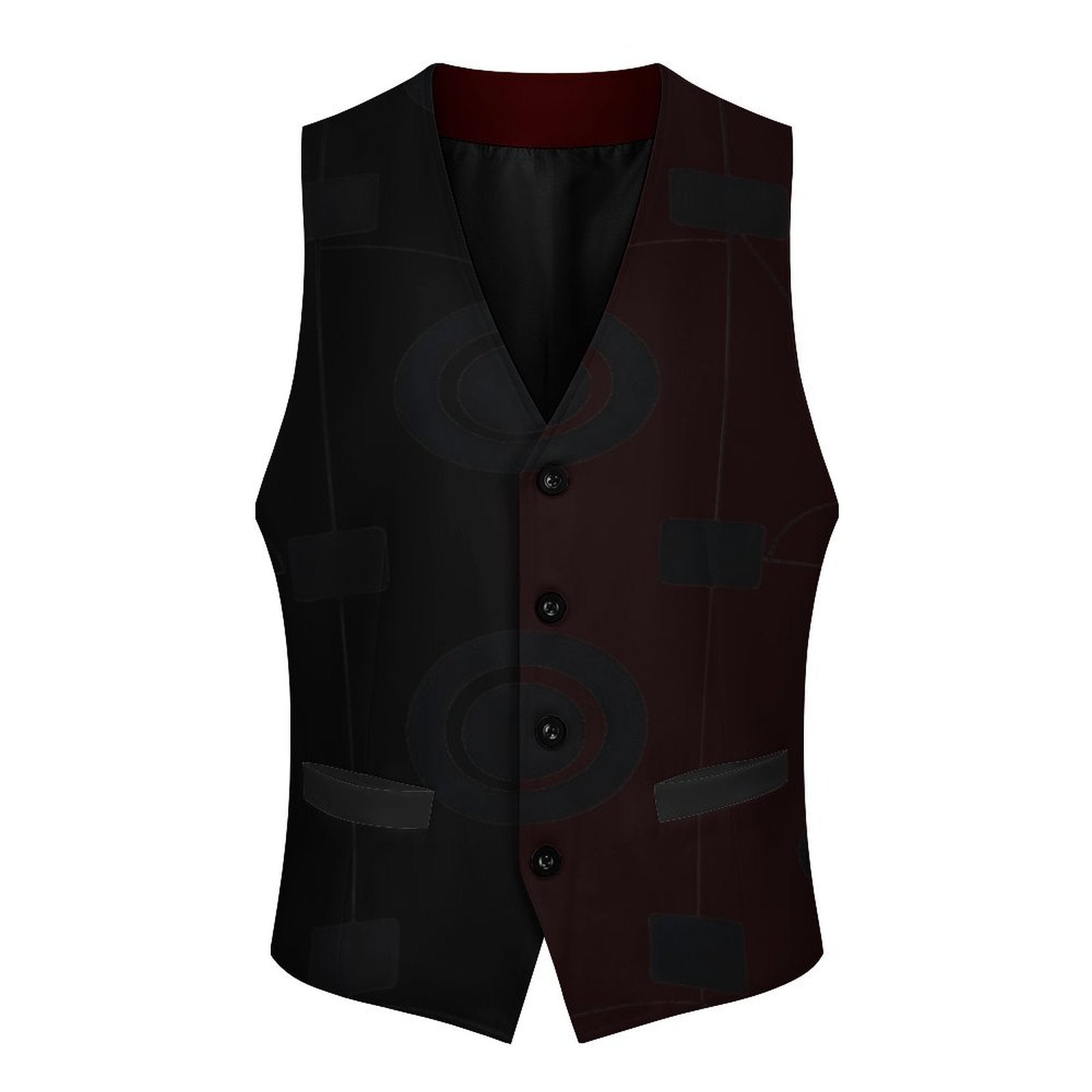 Men's sleeveless classic polyester suit vest with black buttons and front pockets