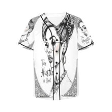 Load image into Gallery viewer, Rich and Rich The Hustle Is Real Women&#39;s Black and White Baseball Jersey
