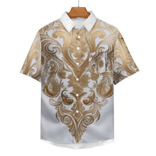 Load image into Gallery viewer, R&amp;RH Gold Design Men&#39;s Short Sleeved Shirt Men&#39;s Mock Linen Short Sleeve Shirt (B339)
