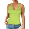 Rich and Rich Key Lime Women’s V-Neck Halter Top | Lightweight Stretch Halter Shirt