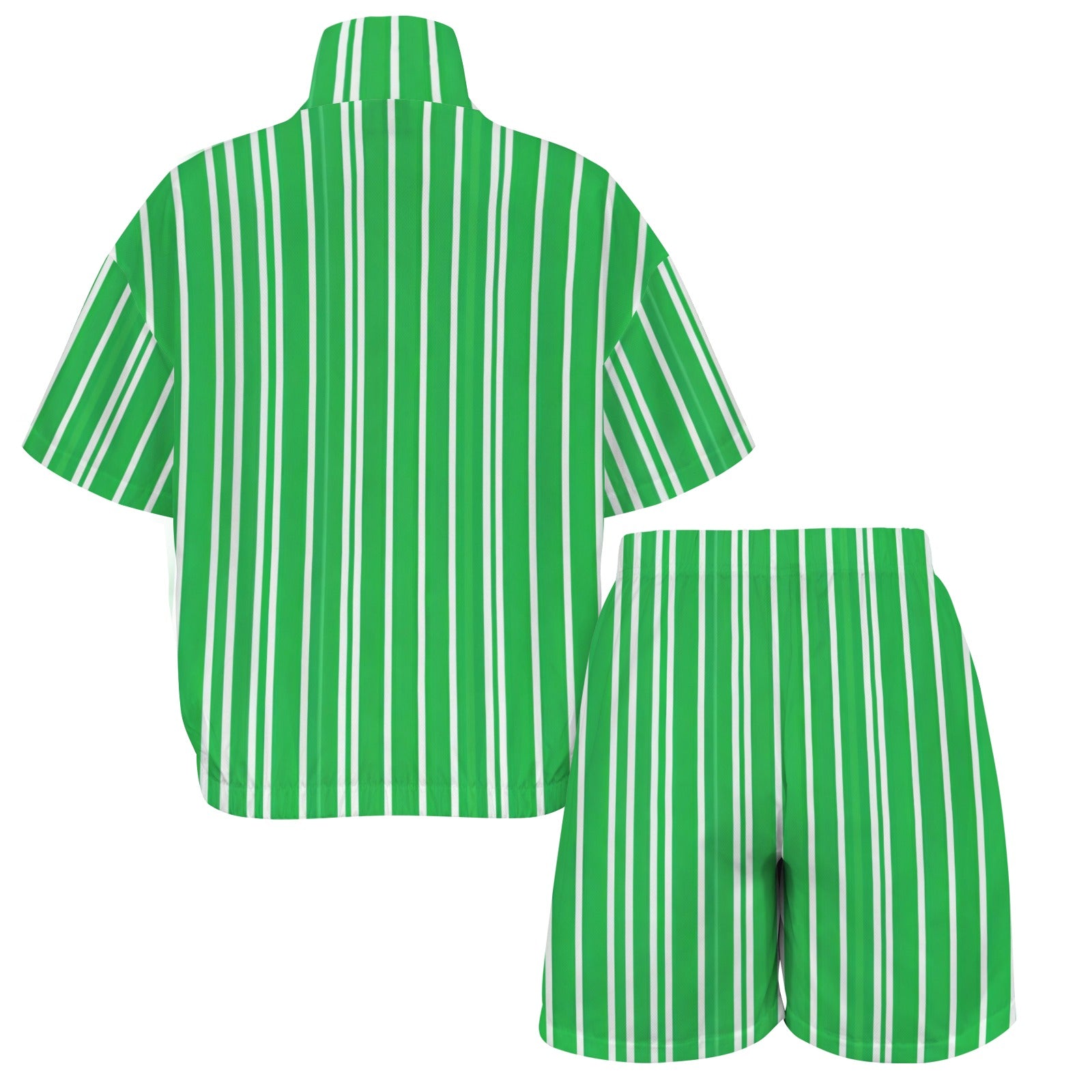 Rich and Rich Women’s Green Pinstriped Windbreaker Golf Short Set | Lightweight Summer Two-Piece Outfit