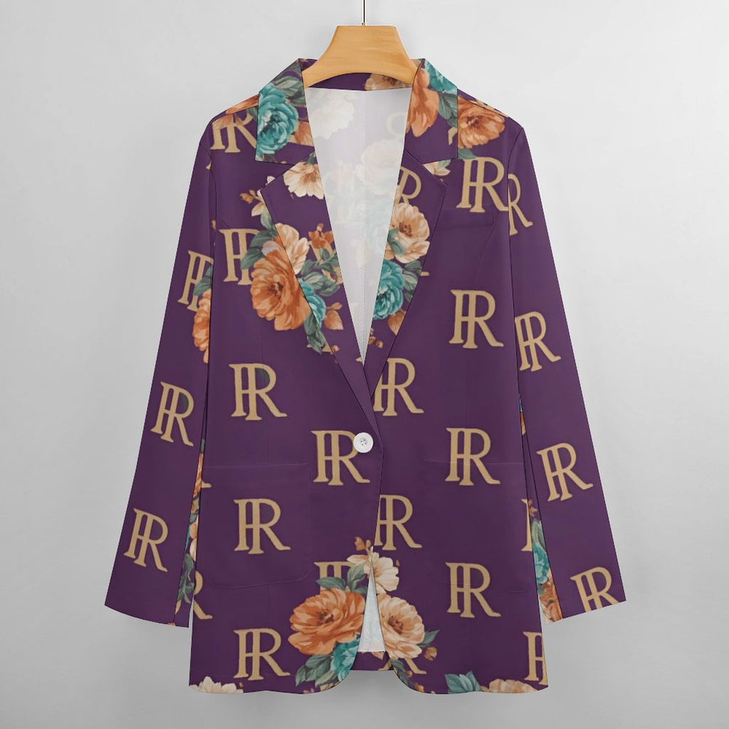 Rich and Rich Women's Purple Casual Suit Blazer with all-over print
