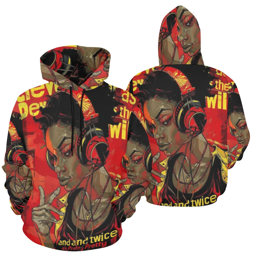 Rich and Rich Clever As The Devil And Twice As Pretty Women's Red Hoodie front view