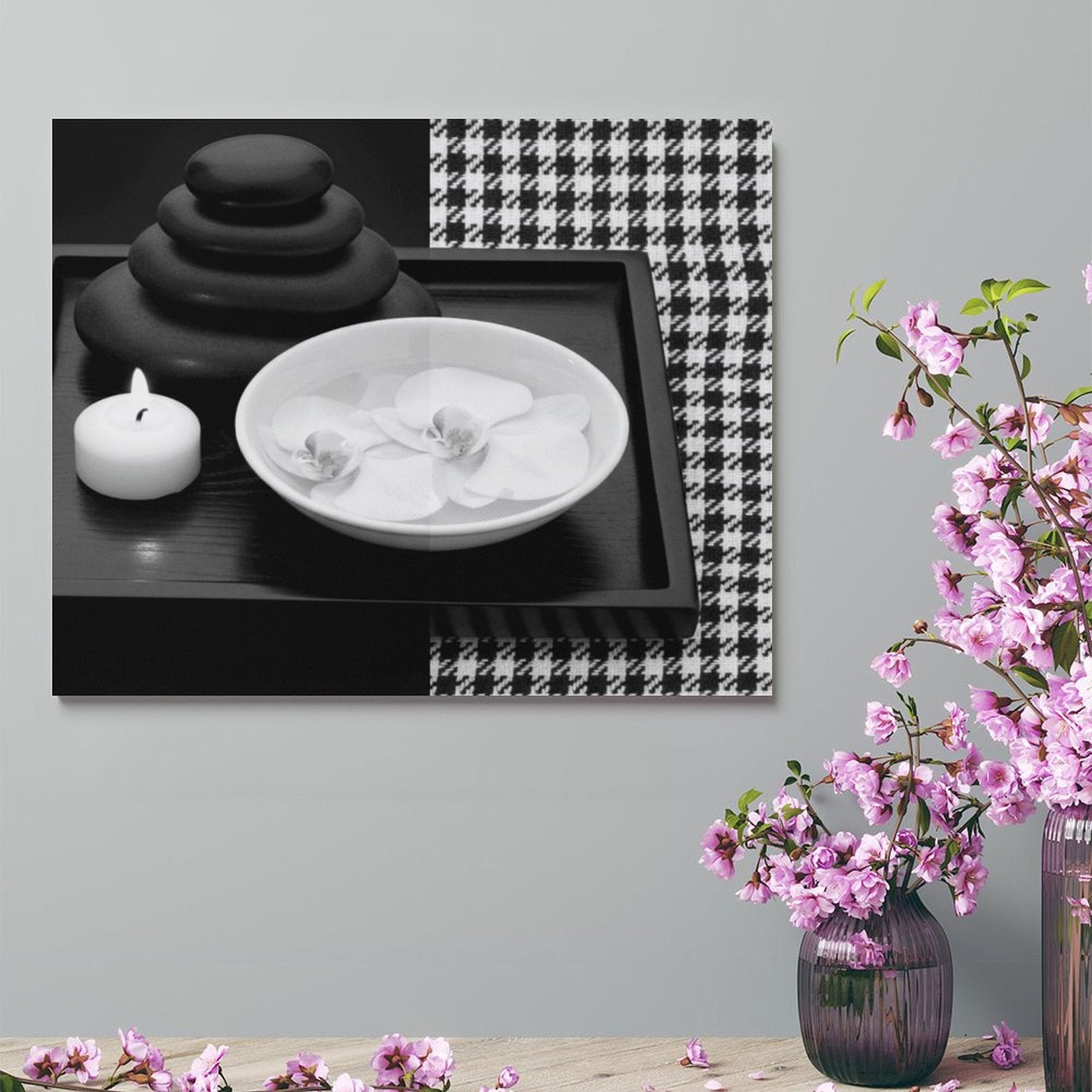 Rich and Rich Feng Shui Black White Canvas Print 16x20 Horizontal Wall Art