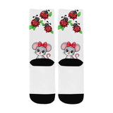 Critter Kicks Girls Mouse and Lady Bug White Socks Custom Socks for Kids