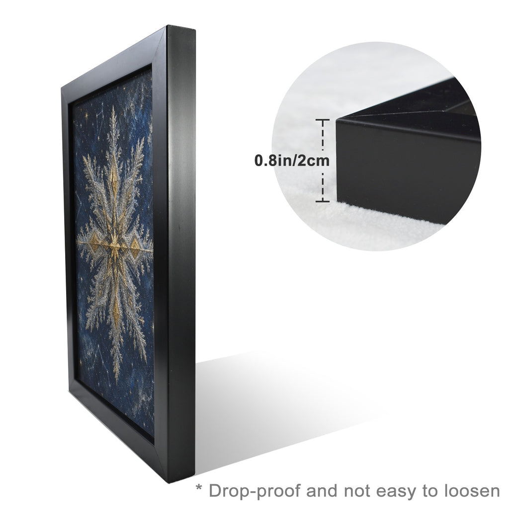 A Rich and Rich Blue Nordic Snowflake Framed Art Print Black Framed Art Print 24×36inch - Rich and Rich Homeopportunities