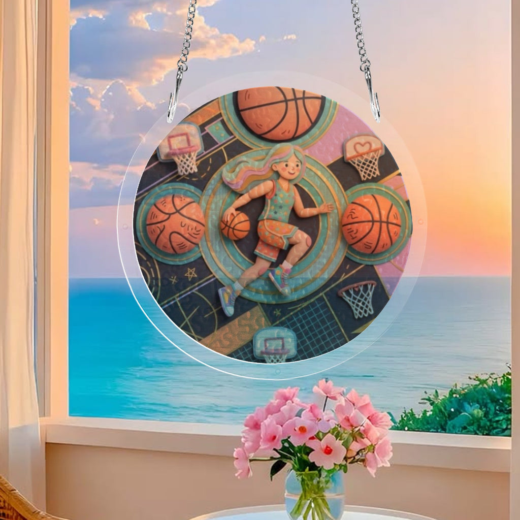 Rich and Rich Hoop Dreams Acrylic Kids Jigsaw Window Ornament - Rich and Rich Homeopportunities