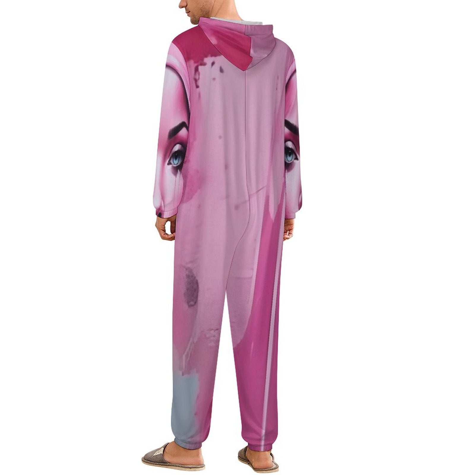 Rich and Rich Pink Her Eyes Pajamas One-Piece Zip-Up Hooded Loungewear