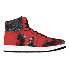 Load image into Gallery viewer, R&amp;RH Chess Game Women&#39;s High Top Black and Red Sneakers
