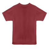 Women's relaxed-fit burgundy all-over print mesh T-shirt with 'Empower and Elevate' design — product detail