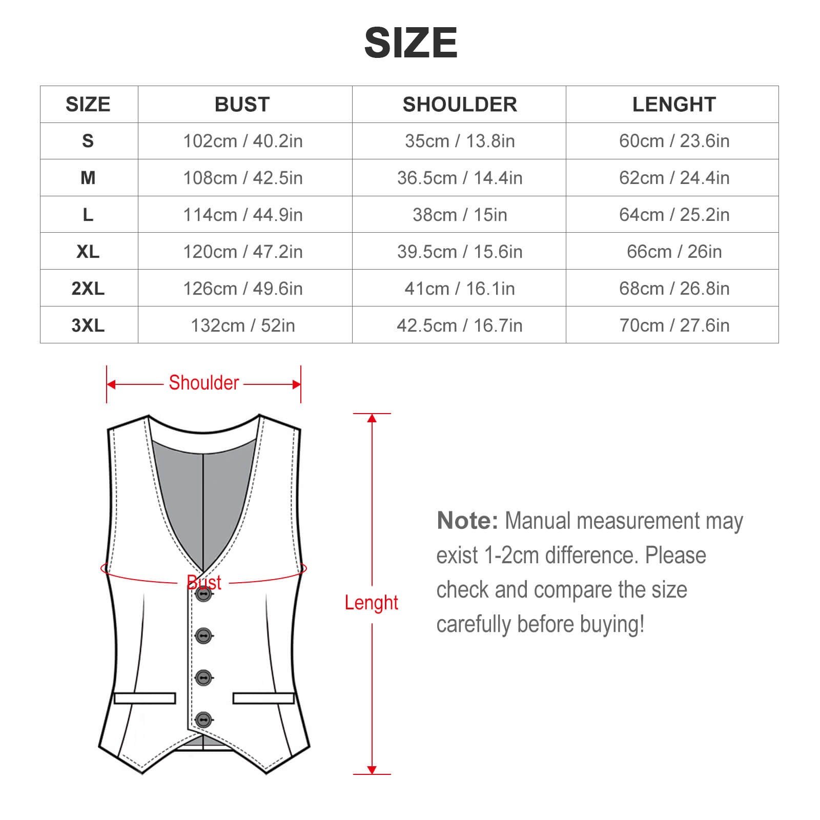 Men's sleeveless classic polyester suit vest with black buttons and front pockets