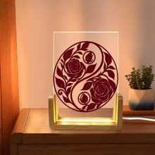 Load image into Gallery viewer, Rich and Rich Harmony Heritage Burgundy Floral Yin-Yang Acrylic Night Light
