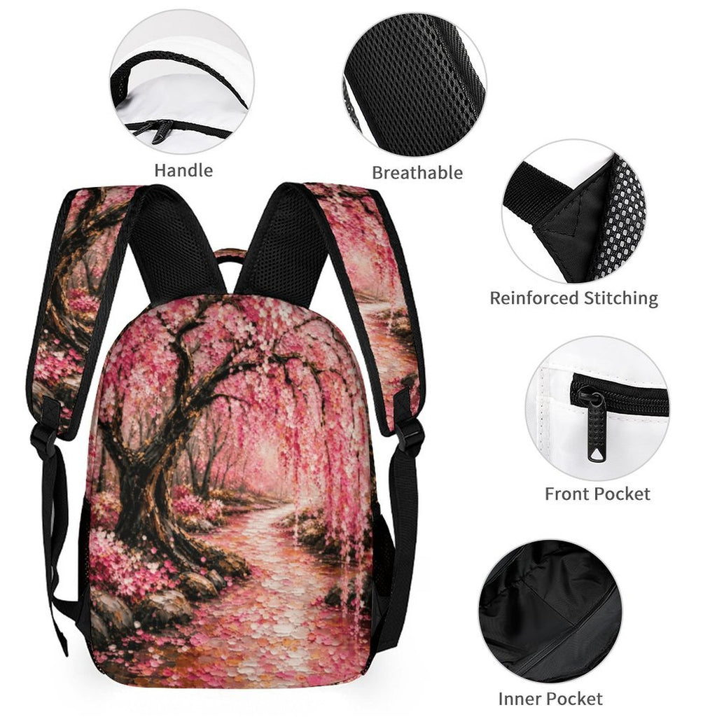 Japanese Cherry Blossom Three Piece Combination Backpack Set