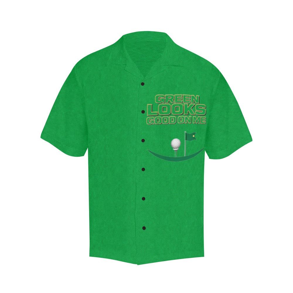 Rich and Rich Men’s Green Hawaiian Golf Shirt | 4-Way Stretch Short Sleeve Resort Polo Shirt