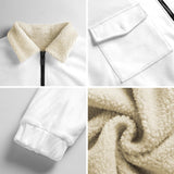 Beige women's fleece jacket with khaki sherpa lining and chest flap pockets — additional view 8