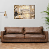 Rich and Rich White Lotus Sanctuary in Golden Light Framed Art 36×24inch