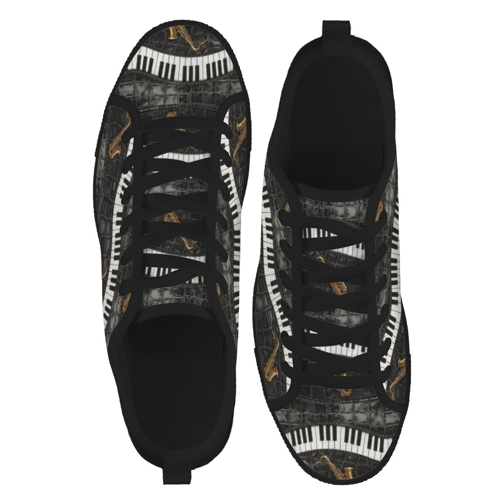 Rich and Rich Men’s Black Camo Piano Saxophone Canvas Sneakers
