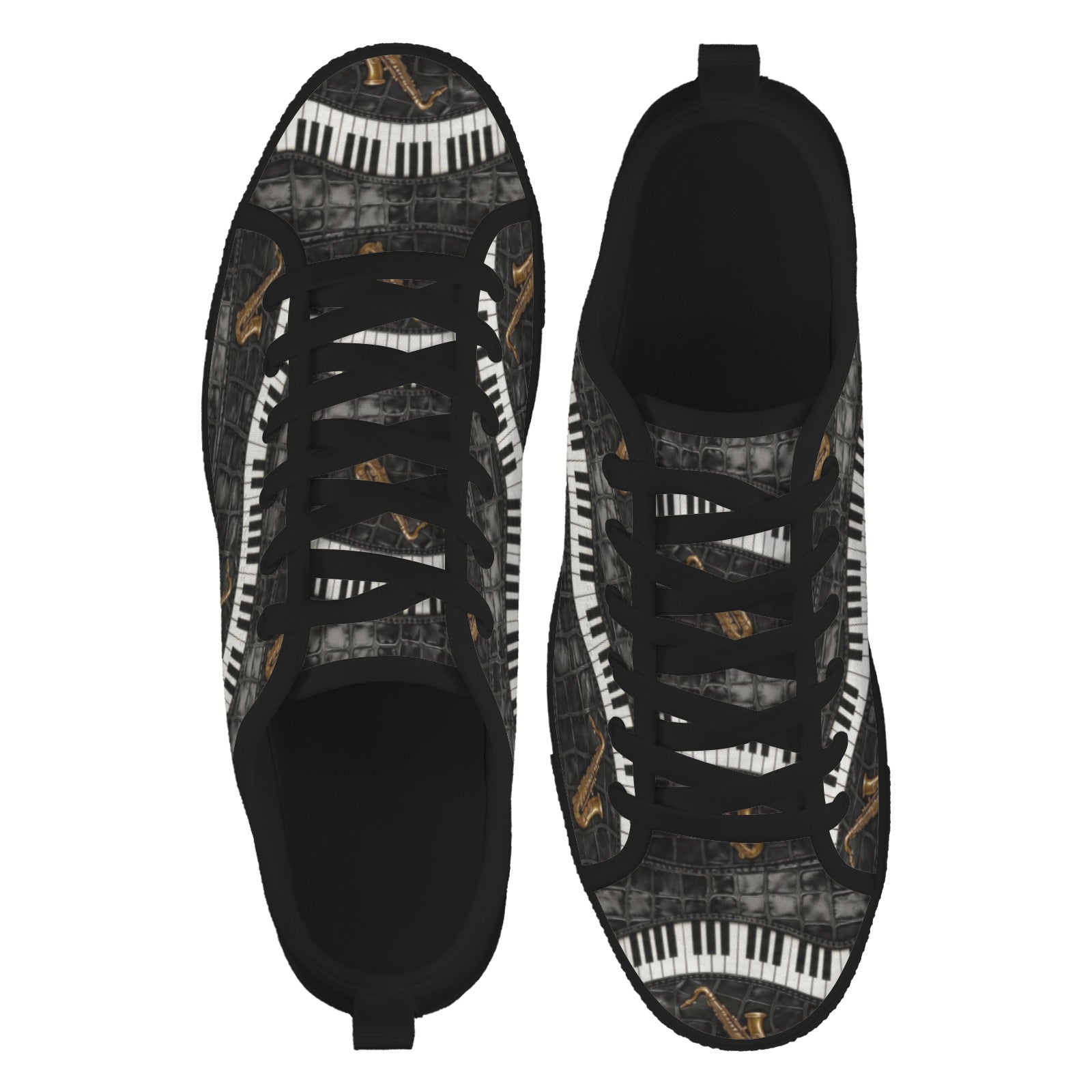 Rich and Rich Men’s Black Camo Piano Saxophone Canvas Sneakers